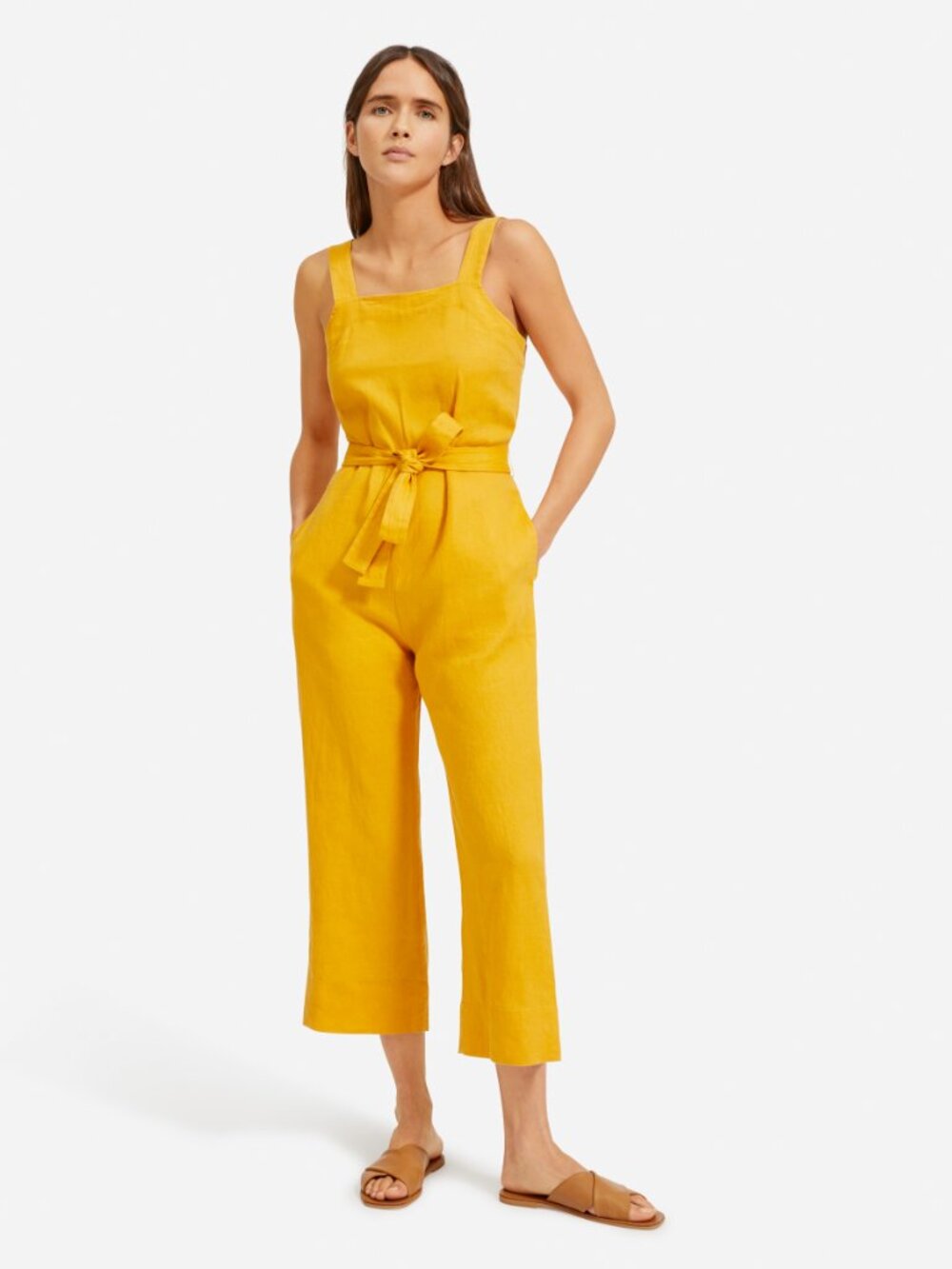 Everlane Linen Jumpsuit Marigold Yellow sz 8